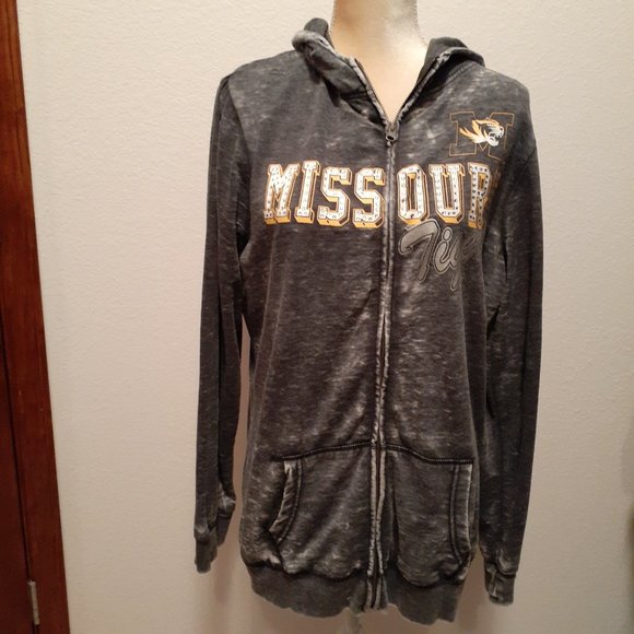 Missouri MU Tigers Distressed Grey Zippered and Hooded Lightweight Jacket - 2XL - Picture 8 of 10